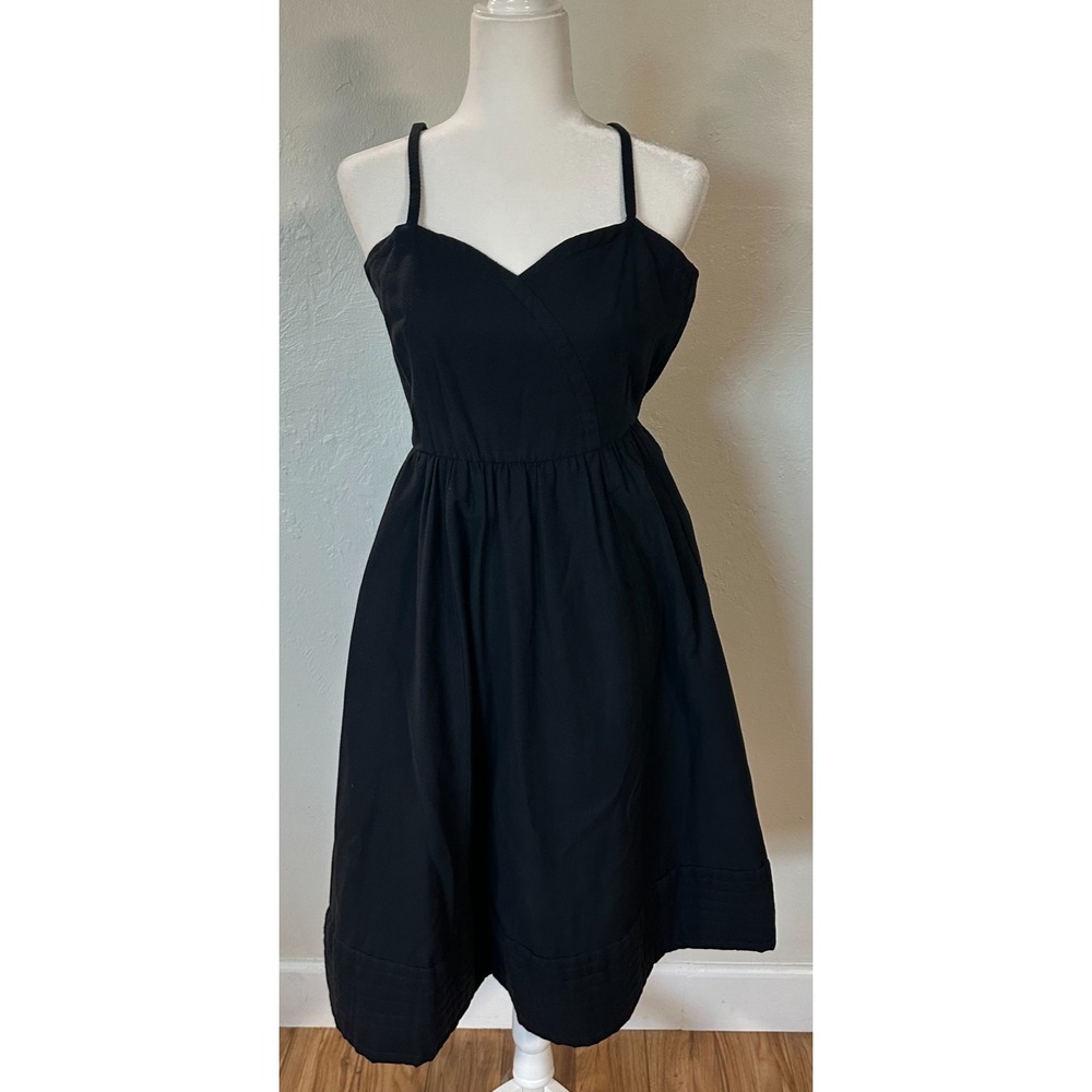 Vintage 70s Albert Nipon at Night Black Dress Size 2 Cotton Cocktail Party Dress